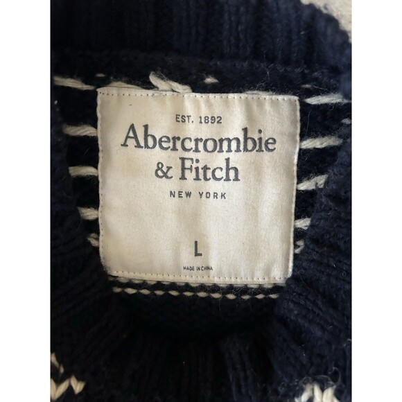 Abercrombie&Fitch Vintage Fair Isle Wool Blend Moose Sweater 90’s Large - Picture 3 of 7